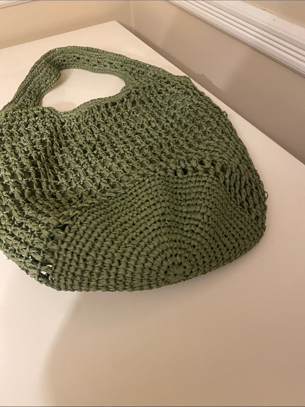 Haute Hippie Woven Crochet Slouchy Hobo Shoulder Bag in Sage Green - Picture 10 of 12